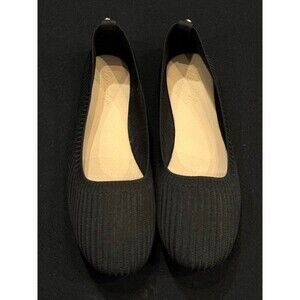 Weestep W401 Womens Black Ribbed Knit Ballet Flat Size 10